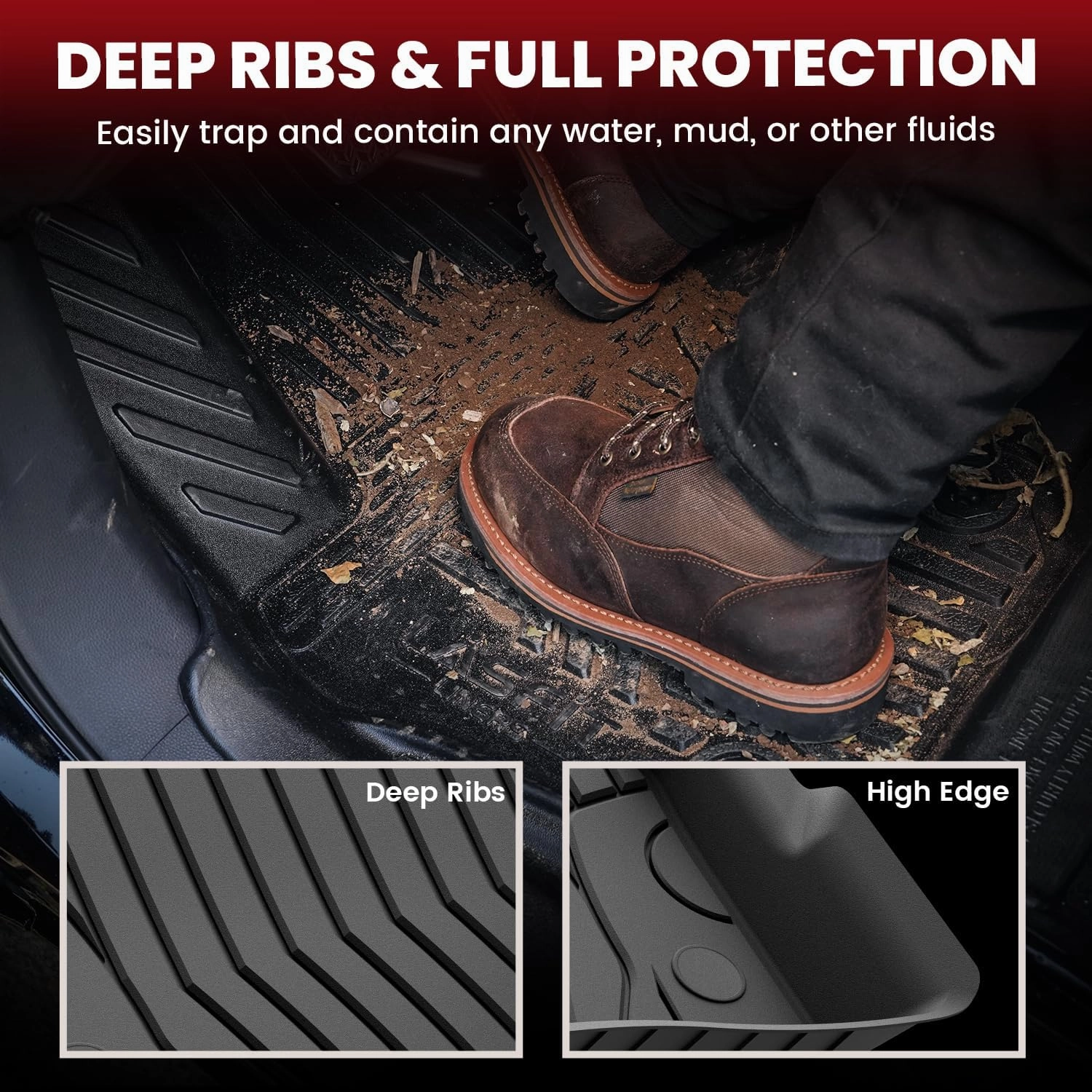 LASFIT Floor Mats for Mercedes Benz C Class Sedan Only 2025 2024 2023 2022, Custom Fit TPE All Weather Floor Liners Car Mats,1st & 2nd Row Set,Black
