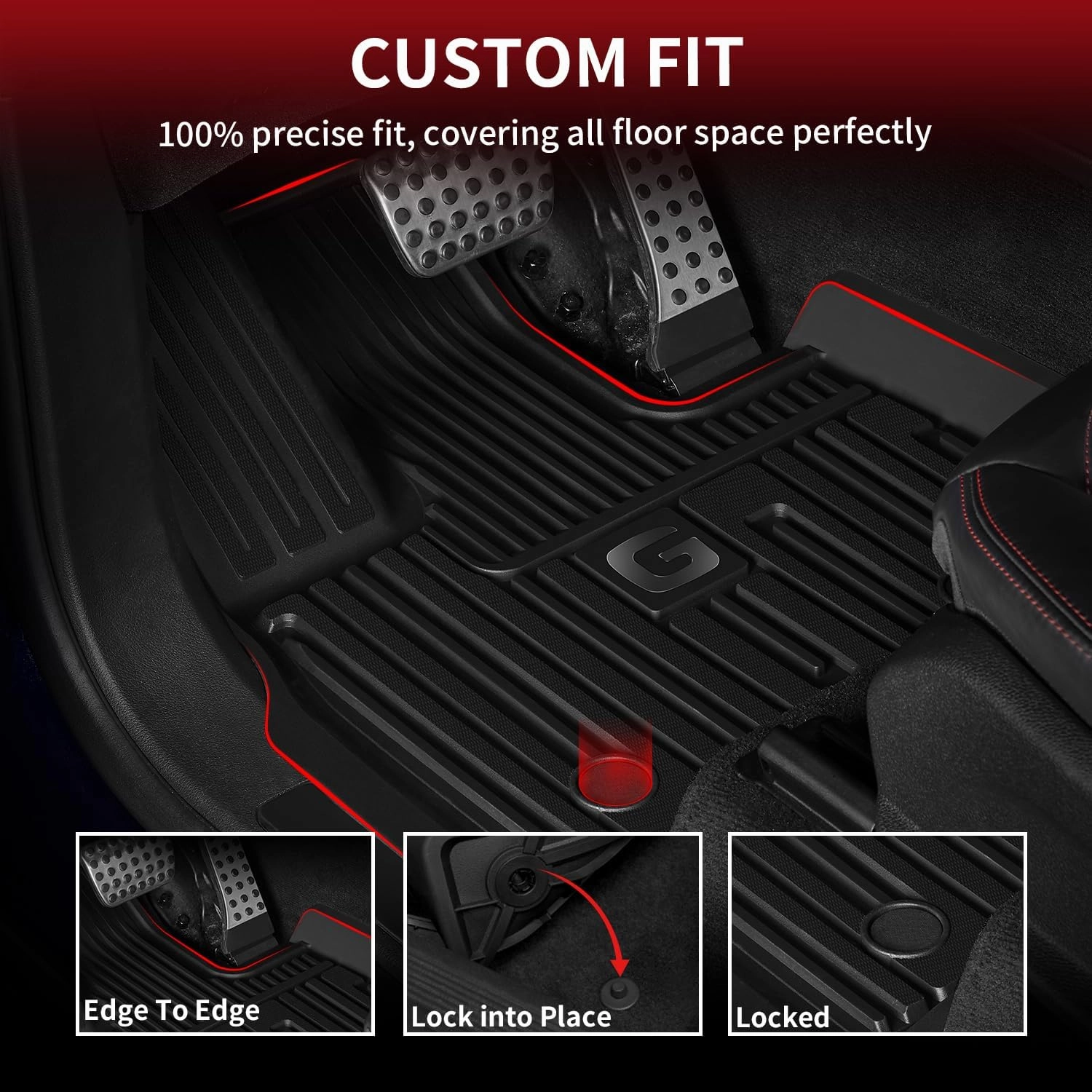 LASFIT Floor Mats for Mercedes Benz G Class 2025 2024 2023 2022-2019 G550 G63 AMG, All Weather Custom Fit TPE Car Liners,1st & 2nd Row Set,Black