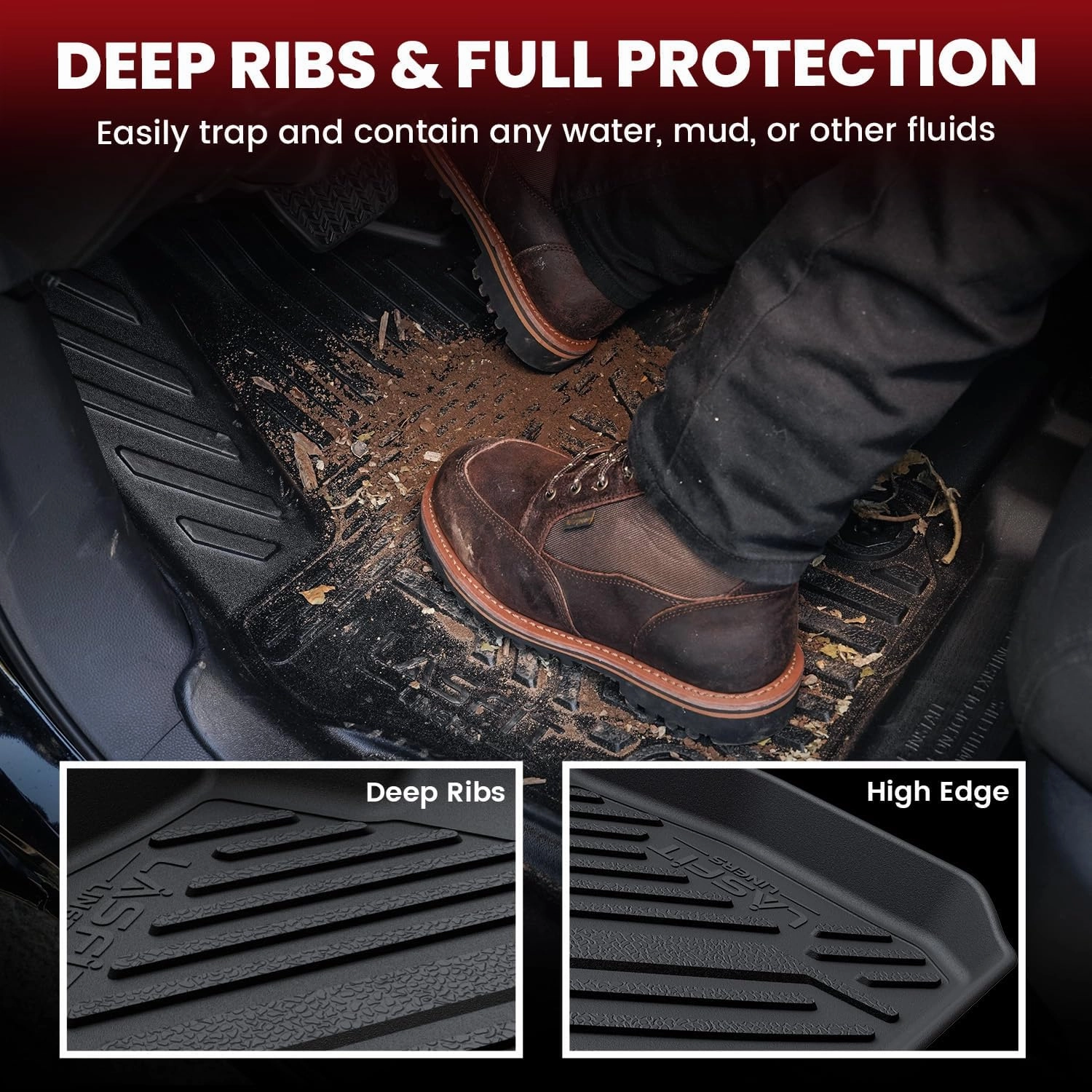 LASFIT Floor Mats for Toyota Camry 2017 2016 2015 2014 2013 2012 LE/SE/XLE/XSE, Custom Fit TPE All Weather Floor Liners for Camry 2012-2017 1st & 2nd Row Car Mats, Black