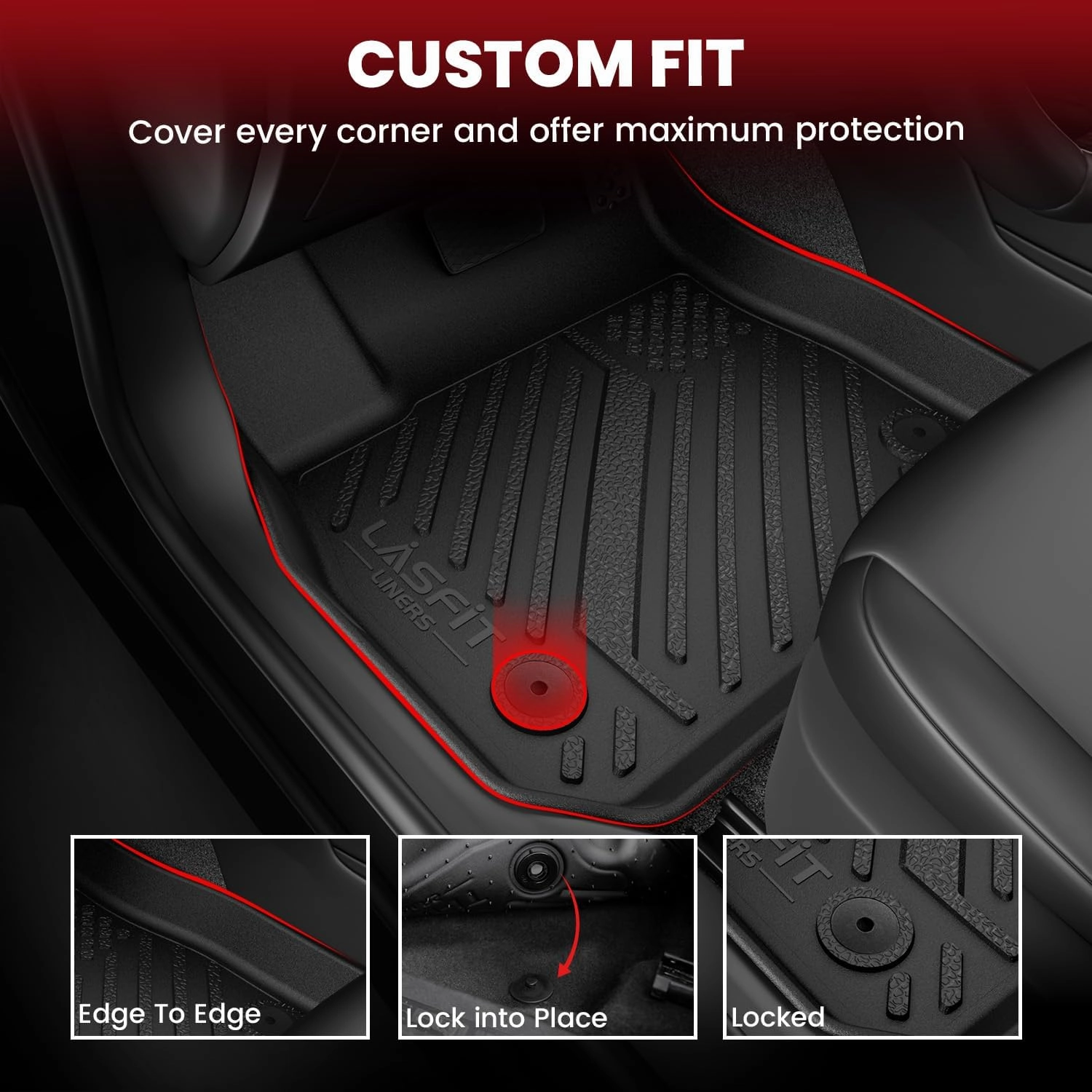 LASFIT Floor Mats for Toyota Camry 2017 2016 2015 2014 2013 2012 LE/SE/XLE/XSE, Custom Fit TPE All Weather Floor Liners for Camry 2012-2017 1st & 2nd Row Car Mats, Black