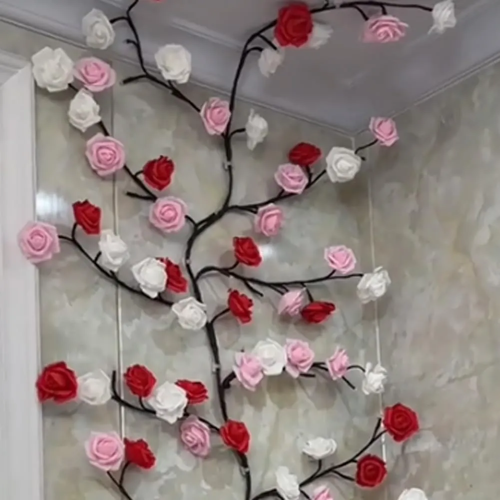 LED Tree Branch Lights With Remote and 8 Lighting Modes - Rose Garland Willow Vine for Bedroom Indoor Wall Wedding Valentines Day Decor (2.3M 144LEDs)