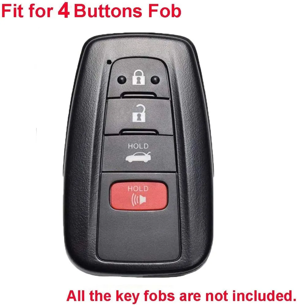LemSa 2pcs Silicone 4 Button Smart Key Fob Cover Remote Keyless Entry Bag Compatible with Toyota Camry C-HR Prius 2017 2018 2019 2020 HYQ14FBC, Black Blue