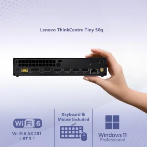 Lenovo ThinkCentre 50q Gen 4 Business Mini Desktop, Intel Core i3-1215U 6-Core Processor, 16GB RAM, 512GB PCIe SSD, Display Port, HDMI, USB Type-C, RJ-45, Wi-Fi 6, Windows 11 Pro