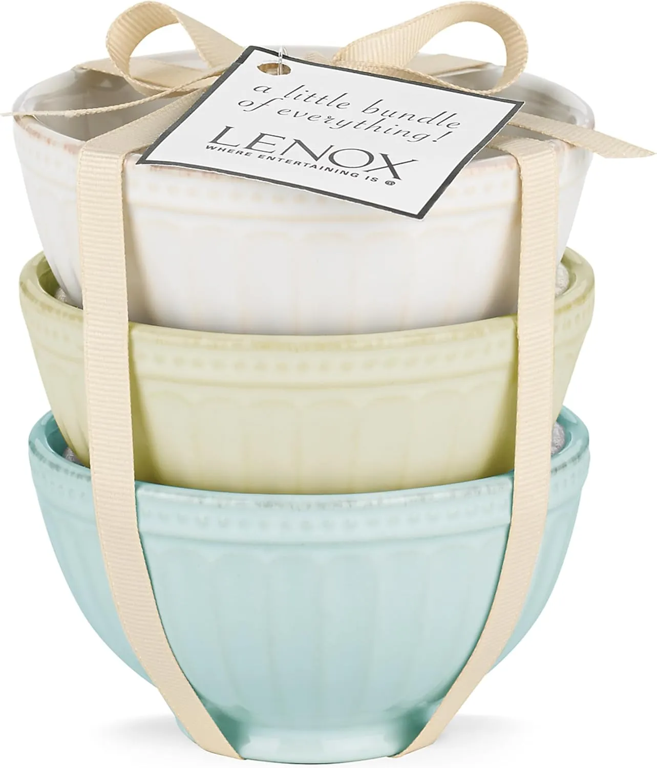 Lenox 858038 French Perle Groove Assorted Mini 3Pc Bowls
