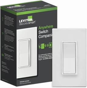 Leviton Decora Smart Switch Anywhere Companion, Add Wire-Free 3-Way/4-Way/5-Way On/Off Control to Decora Smart Wi-Fi 2nd Gen Switches, DAWSC-1RW, White