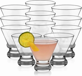 Libbey Cosmopolitan Stemless Martini Glasses, Dishwasher Safe Martini Glasses 12 Count (Pack of 1), Lightweight Margarita Glasses Set for Wedding Party