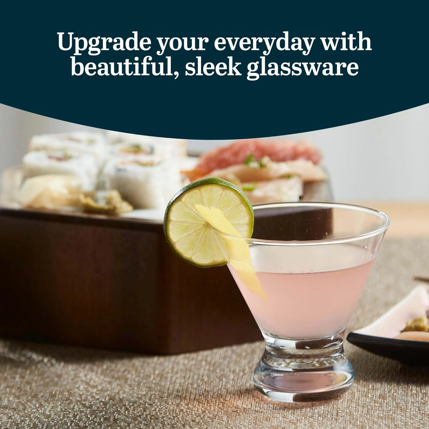 Libbey Cosmopolitan Stemless Martini Glasses, Dishwasher Safe Martini Glasses 12 Count (Pack of 1), Lightweight Margarita Glasses Set for Wedding Party