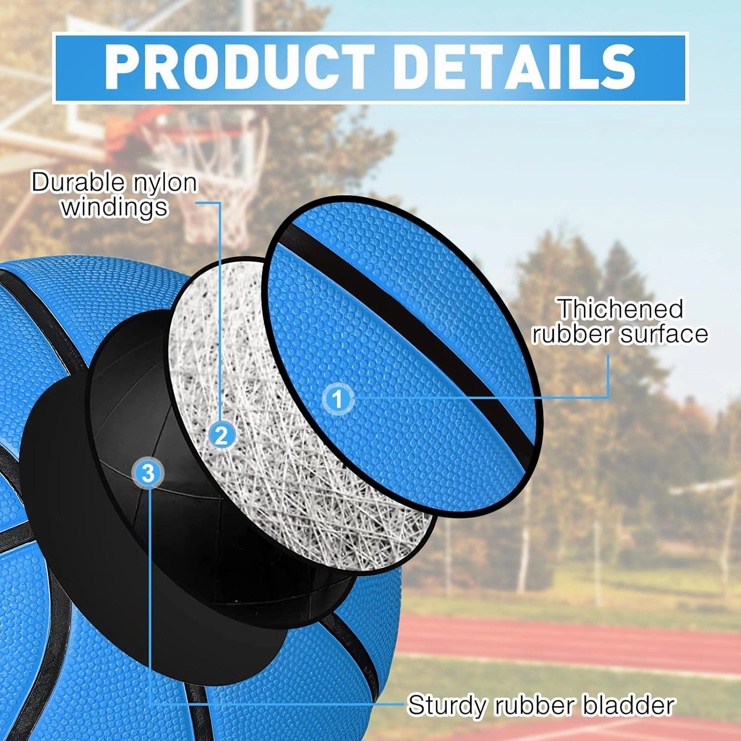 Libima 4 Pcs Rubber Basketball with Pump Official Indoor Outdoor Basketball Sport Gift for Game Practice Training Kids Teens Adults Streetbballs