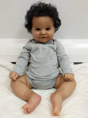 Lifelike Black Reborn Baby Dolls African American Girl 20 Inch Realistic Dark Skin Newborn Girl Baby Doll Real Life Black Baby Dolls Toy with Accessories Best Birthday Gift for Kids Age 3 