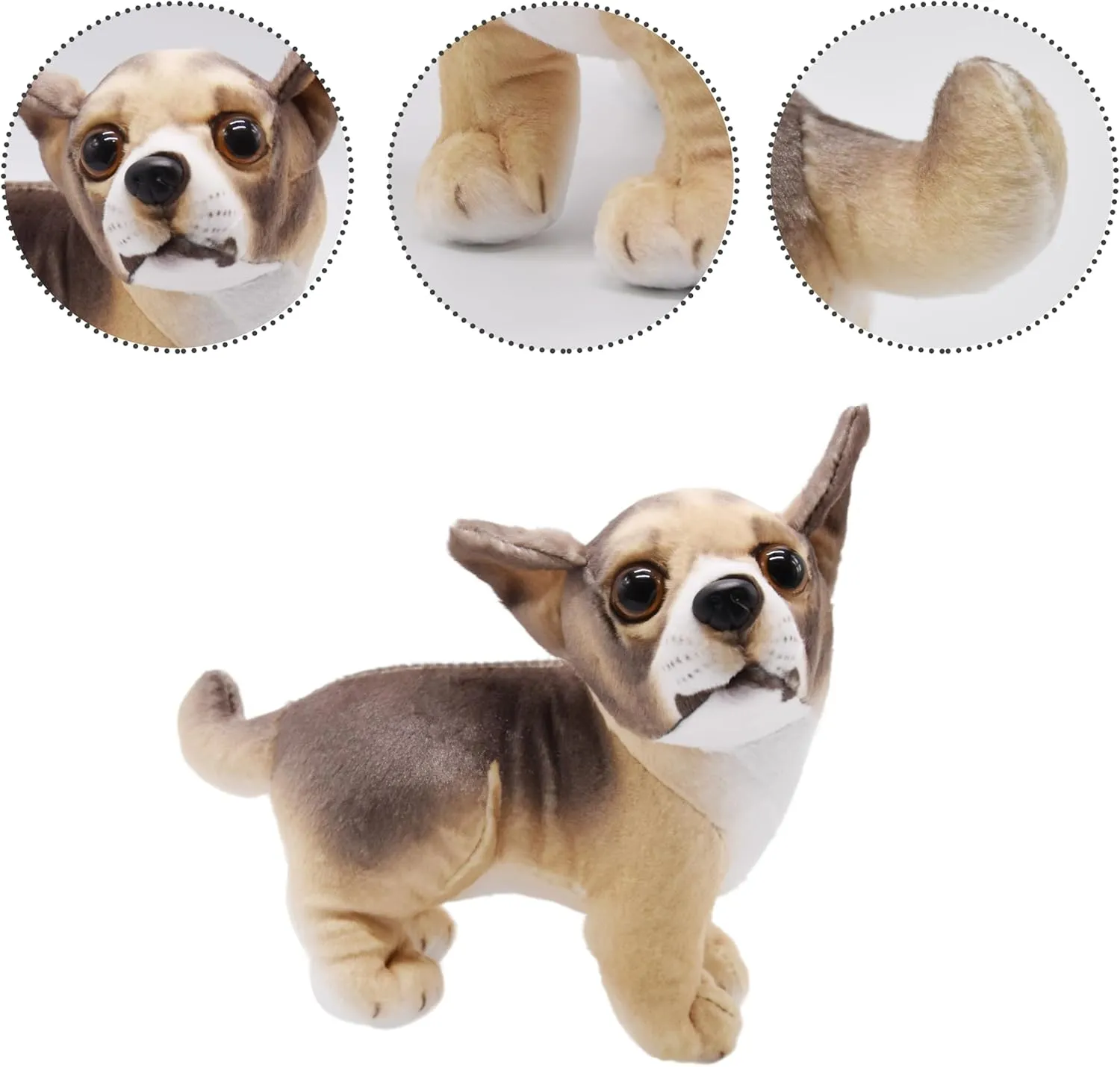 Lifelike Chihuahua Stuffed Animal Animated Plush Puppy Toy Doll Super Realistic Dogs Act Like Real Excellent Gifts for Kids Birthday Party Dog Collection 9 Inches (Chihuahua)