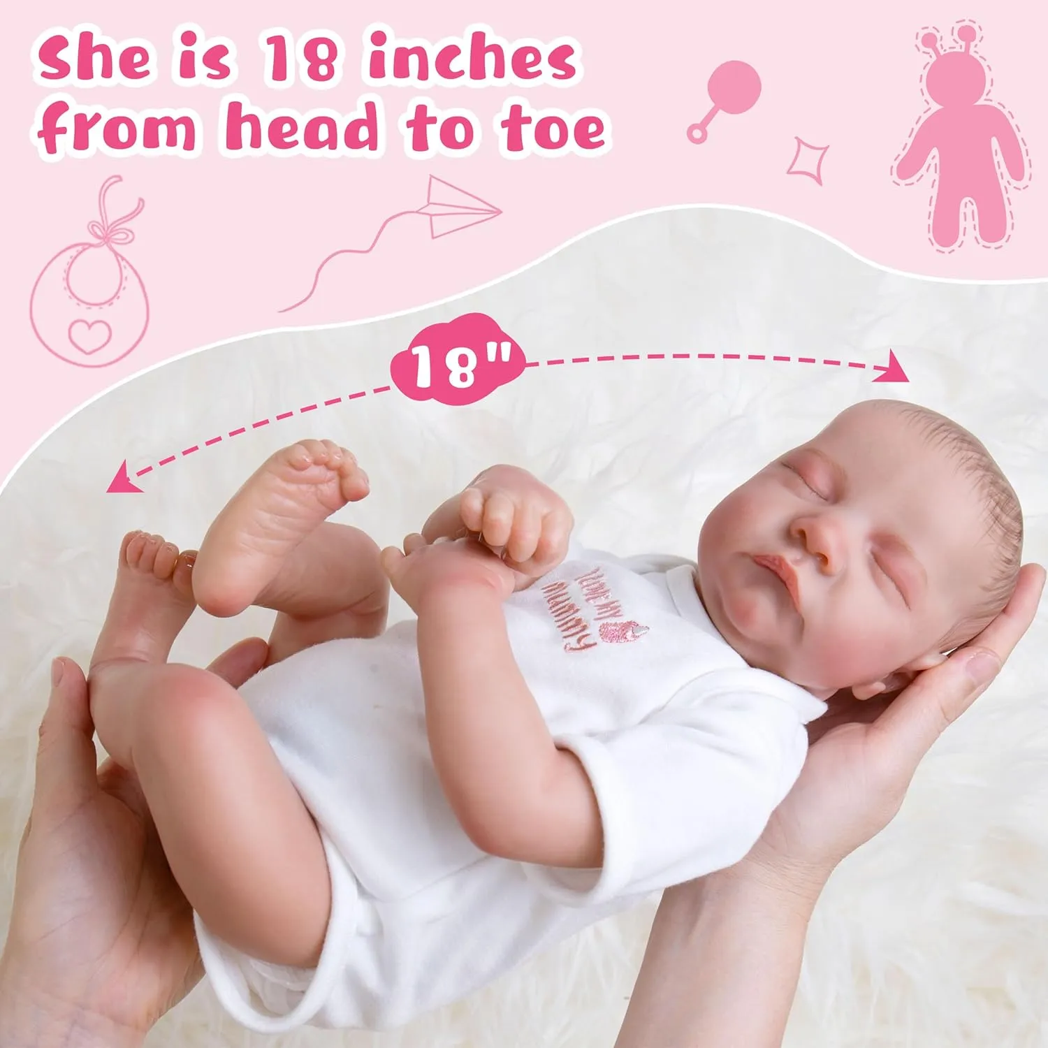 Lifelike Reborn Baby Dolls 18-Inch Real Life Baby Dolls Cloth Body Sleeping Girl Realistic Baby Dolls with Clothes and Toys Accessories Gift for Kids Age 3  