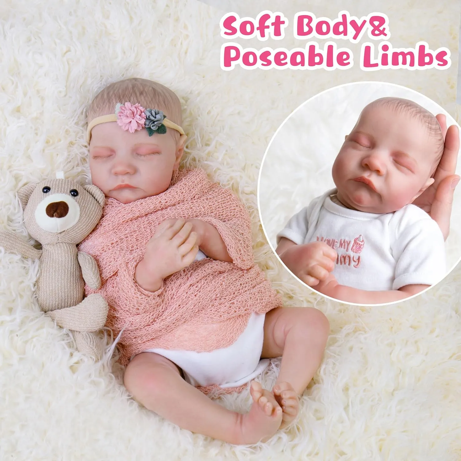 Lifelike Reborn Baby Dolls 18-Inch Real Life Baby Dolls Cloth Body Sleeping Girl Realistic Baby Dolls with Clothes and Toys Accessories Gift for Kids Age 3  
