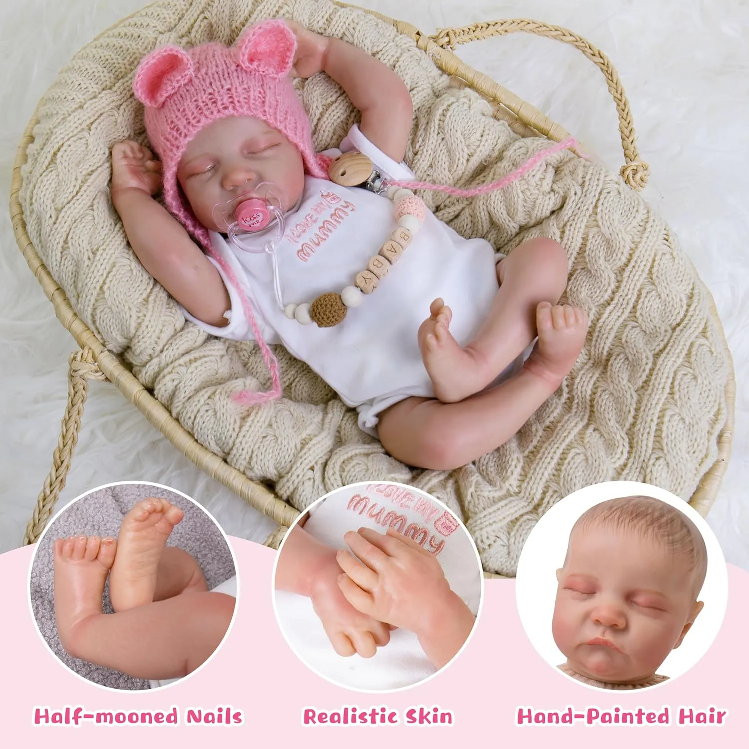 Lifelike Reborn Baby Dolls 18-Inch Real Life Baby Dolls Cloth Body Sleeping Girl Realistic Baby Dolls with Clothes and Toys Accessories Gift for Kids Age 3  