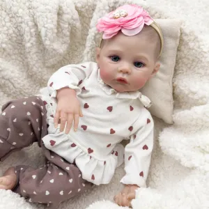 Lifelike Reborn Baby Dolls, 18 Inch Realistic Baby Dolls Girl Soft, Waterproo, Poseable Real Life Baby Doll with Feeding Kit, Christmas Birthday Gift Set for Kids Age 3  