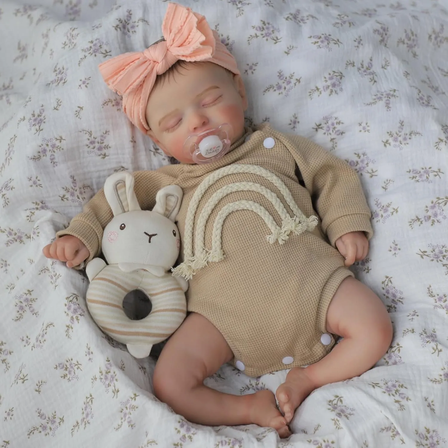 Lifelike Reborn Baby Dolls-20 inch Sleeping Realistic Newborn Baby Dolls, Soft Cloth Body with Feeding Toy for Kids Age 3  