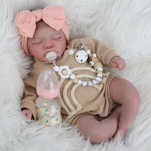 Lifelike Reborn Baby Dolls-20 inch Sleeping Realistic Newborn Baby Dolls, Soft Cloth Body with Feeding Toy for Kids Age 3  