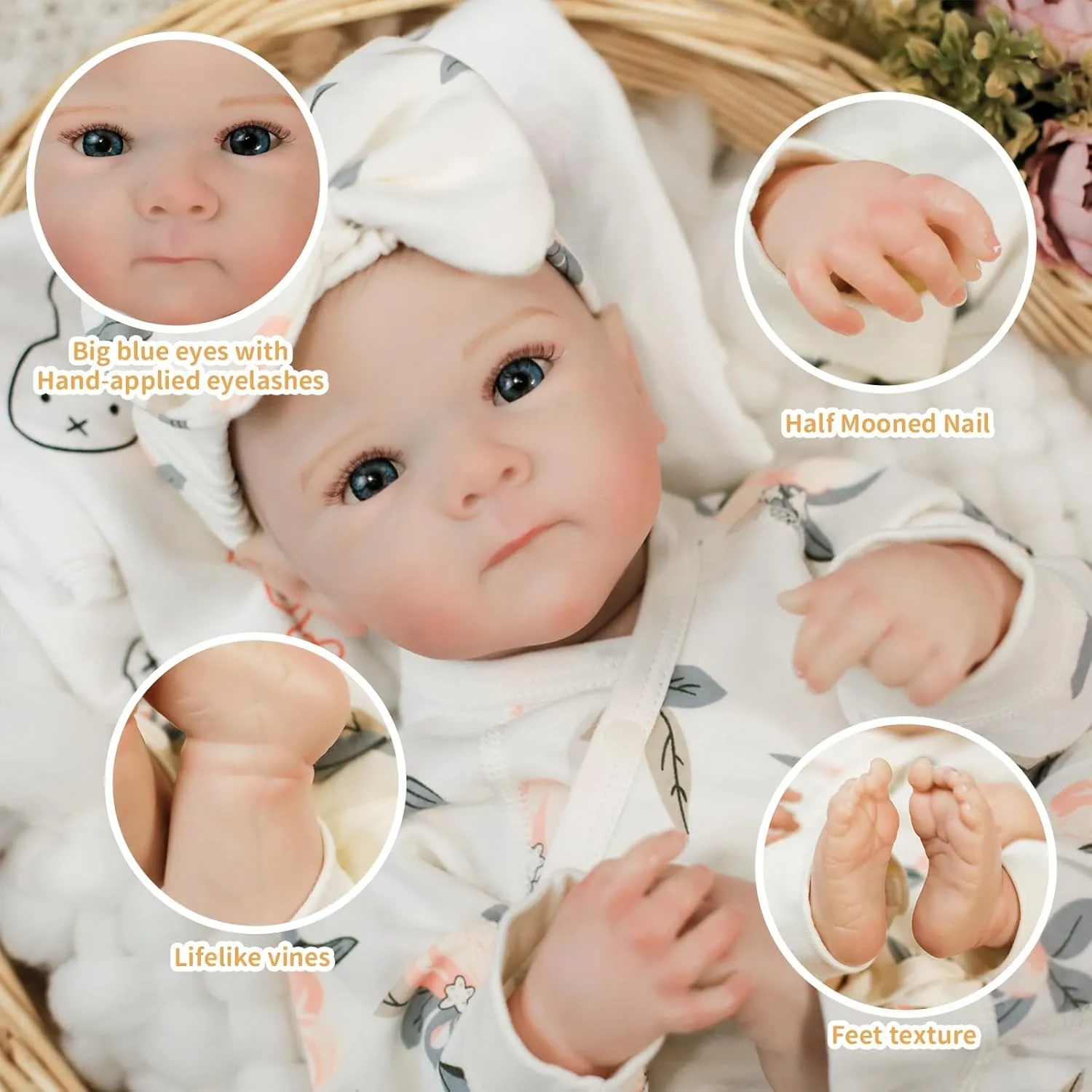 Lifelike Reborn Baby Dolls - 20Inch Soft Vinyl Realistic Newborn Baby Dolls Poseable Real Life Baby Girls Dolls with Doll Accessories and Gift Box for 3  Year Old Girls Kids