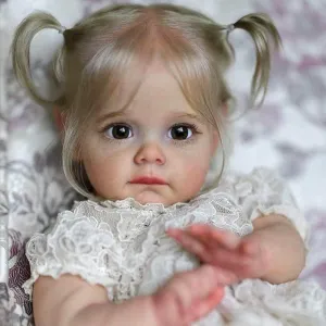 Lifelike Reborn Baby Dolls -22 Inch Realistic Newborn Baby Dolls Full Vinyl Body with Long Blonde Hair, Real Life Baby Dolls Girl Gift for Kids Age 3 
