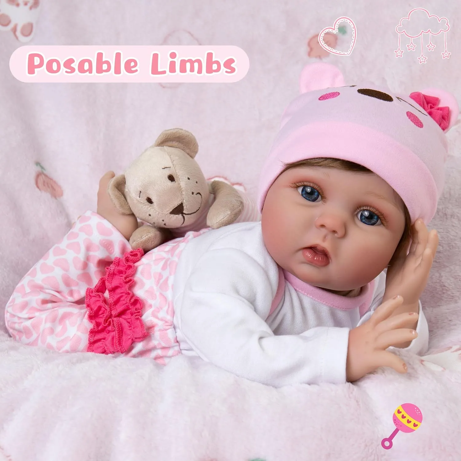 Lifelike Reborn Baby Dolls 22-Inch Realistic Newborn Baby Dolls That Look Real Cloth Body Real Life Baby Doll Girls with Clothes and Toy Accessories Gift Set for Kids Age 3 