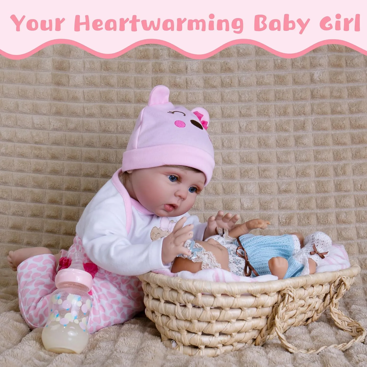 Lifelike Reborn Baby Dolls 22-Inch Realistic Newborn Baby Dolls That Look Real Cloth Body Real Life Baby Doll Girls with Clothes and Toy Accessories Gift Set for Kids Age 3 