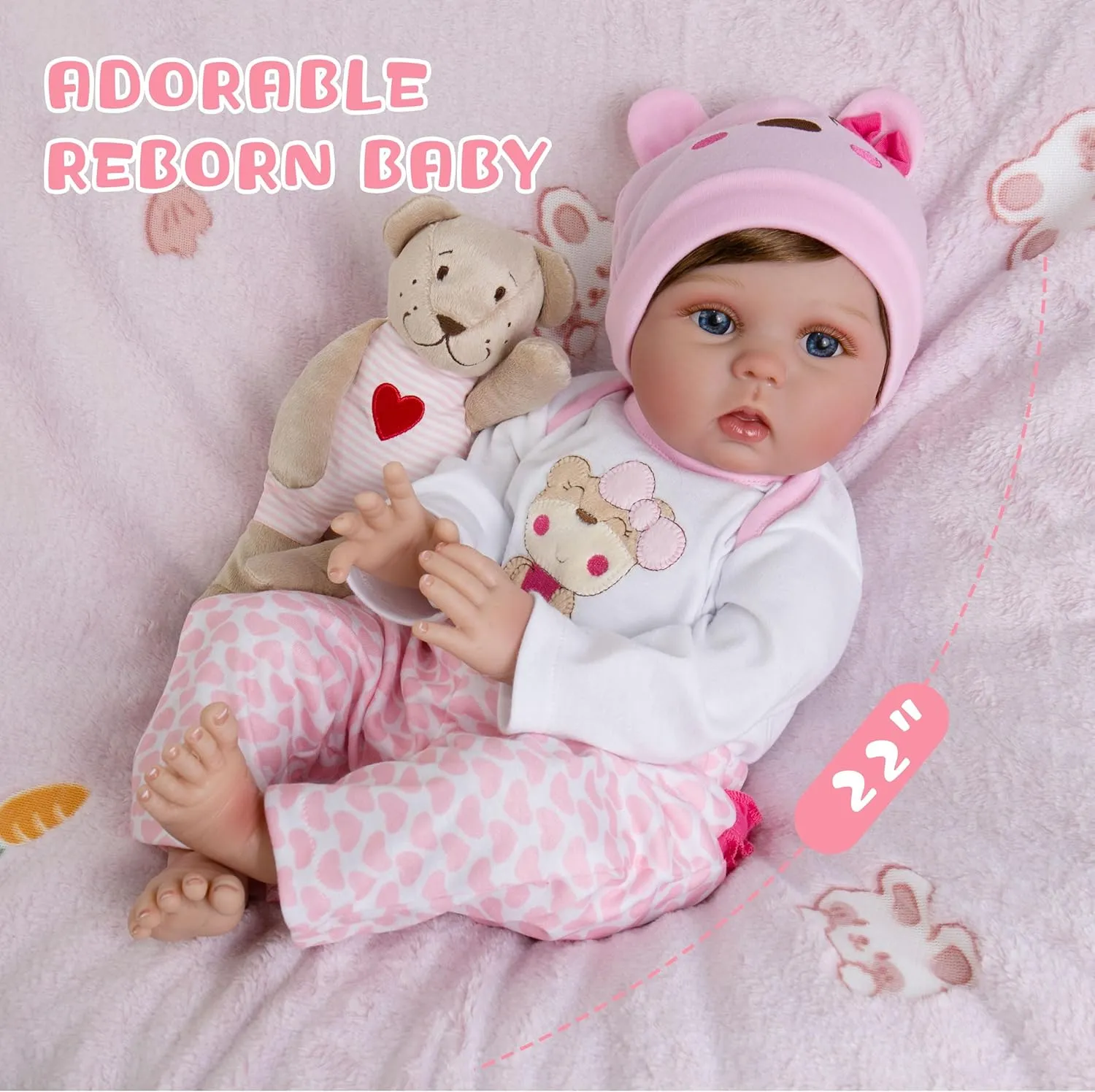 Lifelike Reborn Baby Dolls 22-Inch Realistic Newborn Baby Dolls That Look Real Cloth Body Real Life Baby Doll Girls with Clothes and Toy Accessories Gift Set for Kids Age 3 