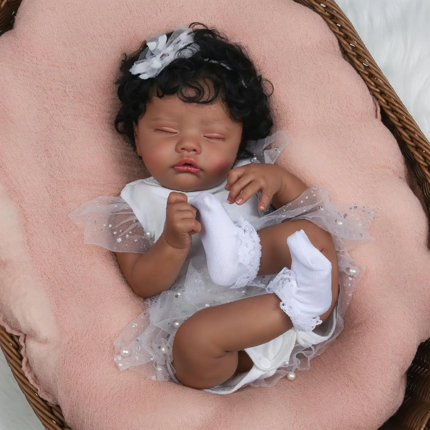 Lifelike Reborn Baby Dolls Black - 20 Inch African American Realistic-Newborn Dolls, Handmade Poseable Real Life Realborn, Soft Cloth Body Sleeping Doll with Accessories for Kids 3 