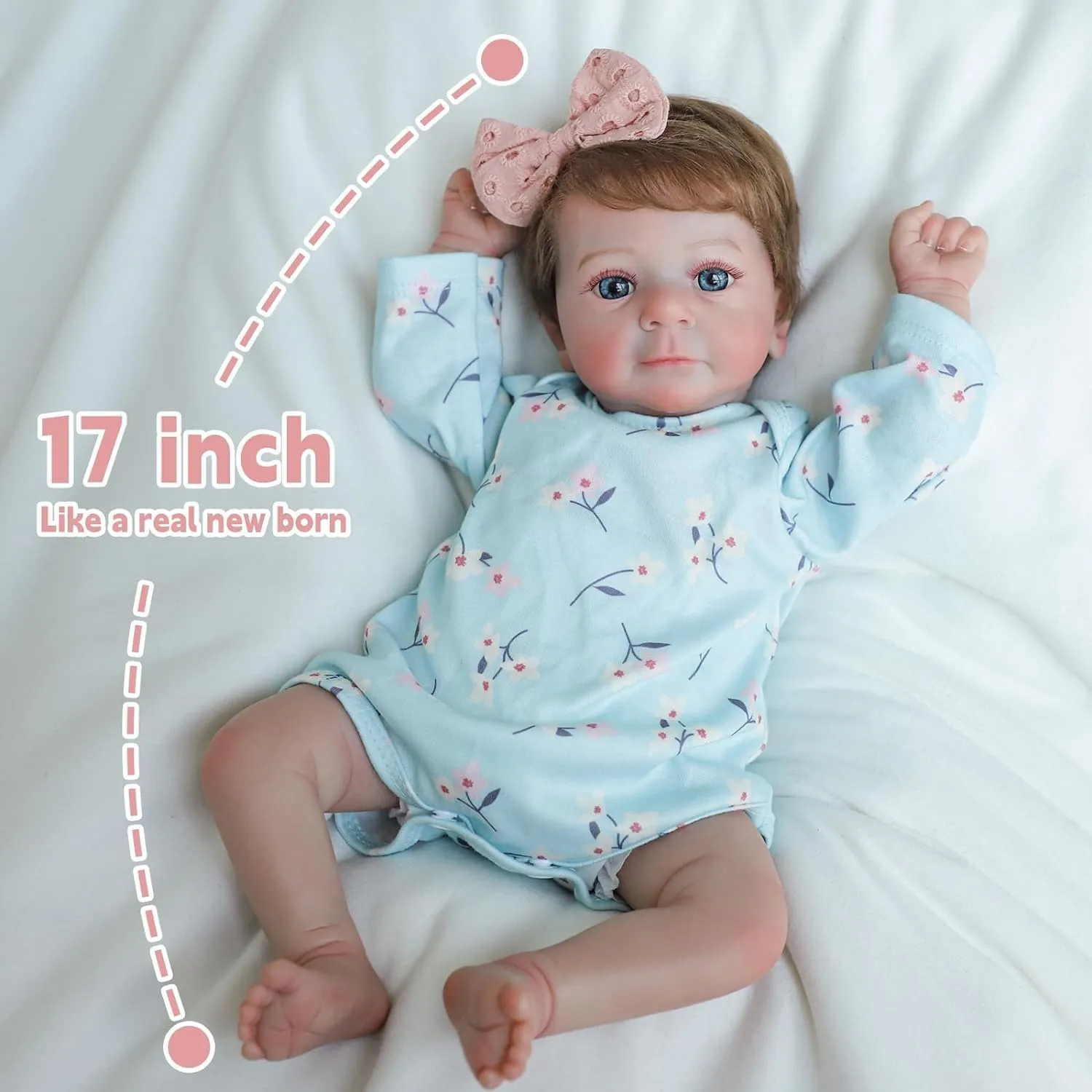 Lifelike Reborn Baby Dolls Girl - Felicia, 17-Inch Realistic-Newborn Baby Dolls with Weighted Soft Cloth Body, Real Life Cute Lifelike Baby with Gift Box for Kids Age 3 