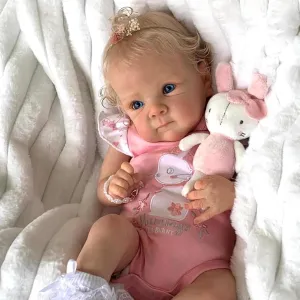 Lifelike Reborn Dolls 18 Inch Realistic Reborn Baby Newborn Girl Real Life Silicone Baby Doll with Blonde Hair Weighted Doll Toddler Kids Birthday Toy Age 5  Girls Gifts