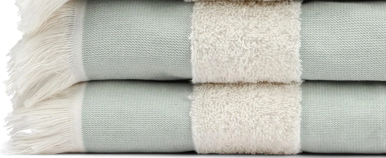 Lightweight Turkish Beach Towel - 100% BCI Cotton, Unbleached Raw Fringe, Oeko-TEX Certified, Absorbent, Eco-Friendly, 36x66 in, 1 lb, Natural Stripe, Portable Sarong Blanket for Pool, Travel, Gift