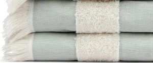 Lightweight Turkish Beach Towel - 100% BCI Cotton, Unbleached Raw Fringe, Oeko-TEX Certified, Absorbent, Eco-Friendly, 36x66 in, 1 lb, Natural Stripe, Portable Sarong Blanket for Pool, Travel, Gift