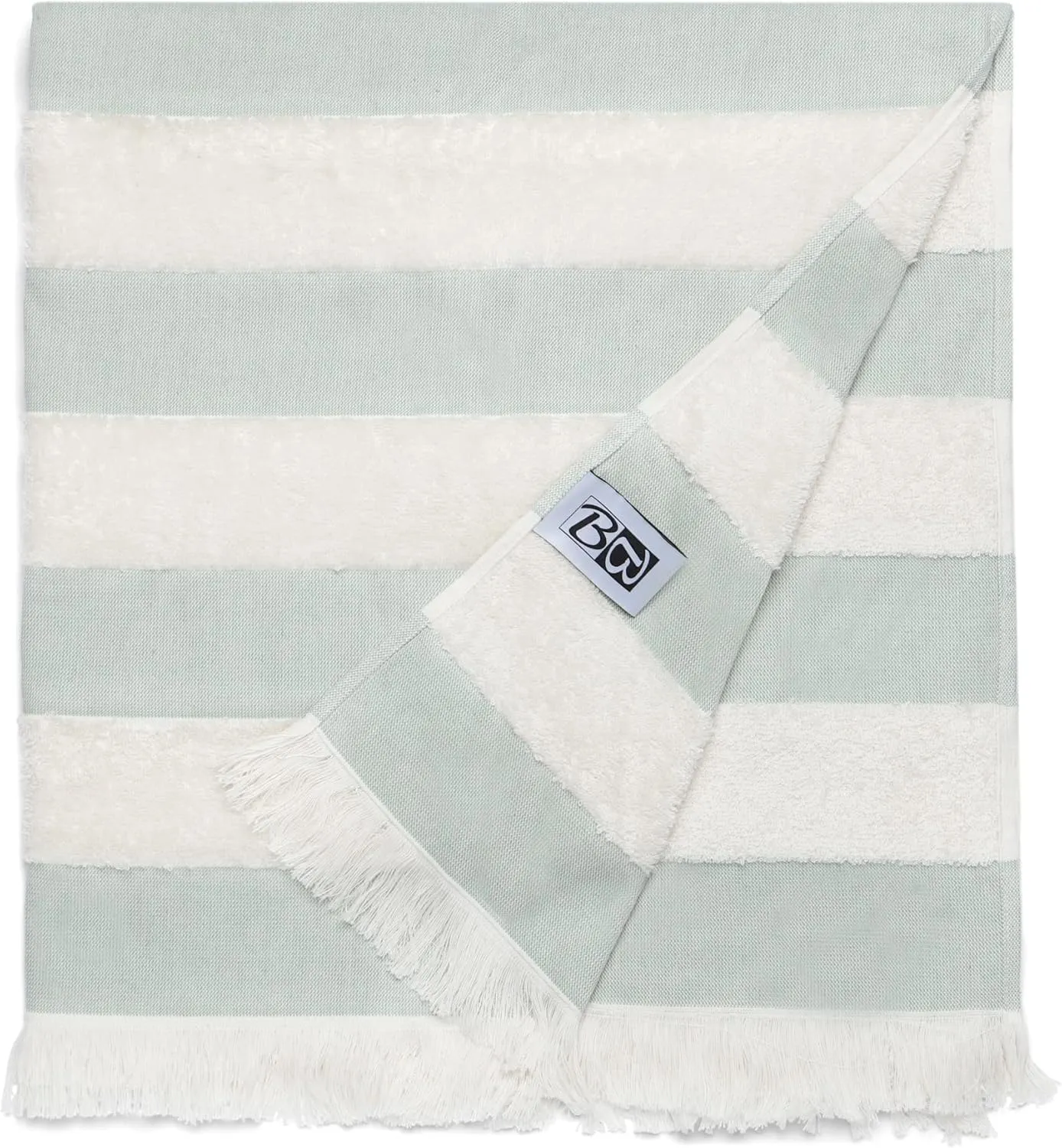 Lightweight Turkish Beach Towel - 100% BCI Cotton, Unbleached Raw Fringe, Oeko-TEX Certified, Absorbent, Eco-Friendly, 36x66 in, 1 lb, Natural Stripe, Portable Sarong Blanket for Pool, Travel, Gift