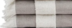 Lightweight Turkish Beach Towel - 100% BCI Cotton, Unbleached Raw Fringe, Oeko-TEX Certified, Absorbent, Eco-Friendly, 36x66 in, 1 lb, Natural Stripe, Portable Sarong Blanket for Pool, Travel, Gift