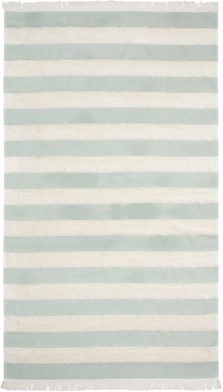 Lightweight Turkish Beach Towel - 100% BCI Cotton, Unbleached Raw Fringe, Oeko-TEX Certified, Absorbent, Eco-Friendly, 36x66 in, 1 lb, Natural Stripe, Portable Sarong Blanket for Pool, Travel, Gift