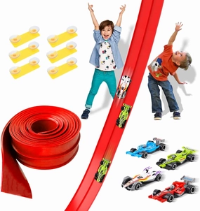 LITTCO Race Track,Car Ramp Toy,12.8 Ft Flexible Car Ramp System with 4 F1 Racing Cars,Ready-to-Play Indoor/Outdoor Racing Kit,Ultimate Birthday for Kids Ages 6-12