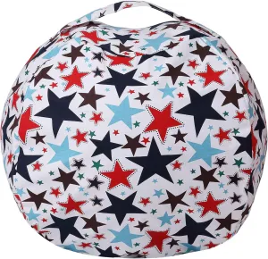 LMYOVE Stuffed Animal Storage Bean Bag Chair Cover for Kids, Zipper Storage Bean Bag for Organizing Plush Toys for Girls and Boys (26", Colorful Stars)
