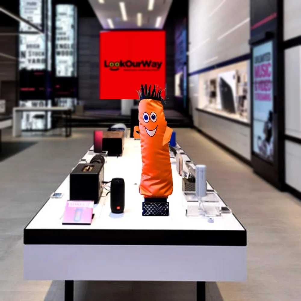 LookOurWay Air Dancers Mini Inflatable Tube Man Set - 29" Wacky Waving Inflatable Tube Guy with Blower for Desktop Advertising - Orange