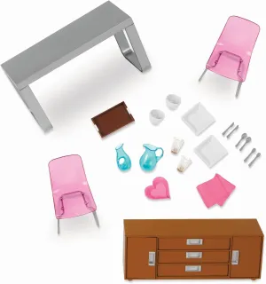 Lori – Dining Room Set for Mini Dolls – Dollhouse Furniture for 6-inch Dolls – Table, Chairs, Accessories – Toys for Kids – 3 Years   – Moderna Dining Set