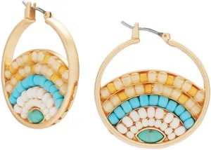 Lucky Brand Beaded Hoop Earring, Gold, One Size
