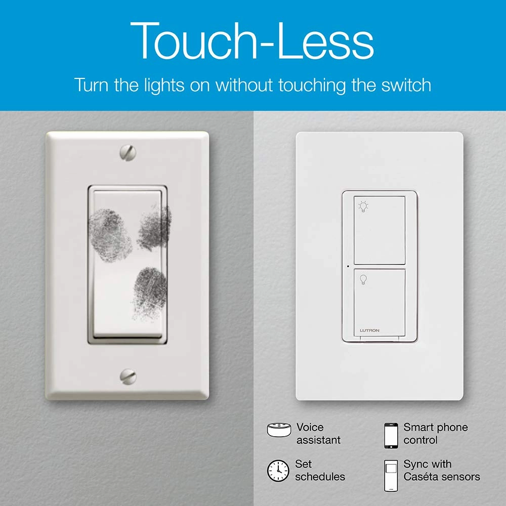 Lutron Caseta Original Smart Switch (Lutron Smart Hub Required), for LED Lights and Fans, 6 Amp, Single-Pole/3-Way, Neutral Required, PD-6ANS-IV, Ivory