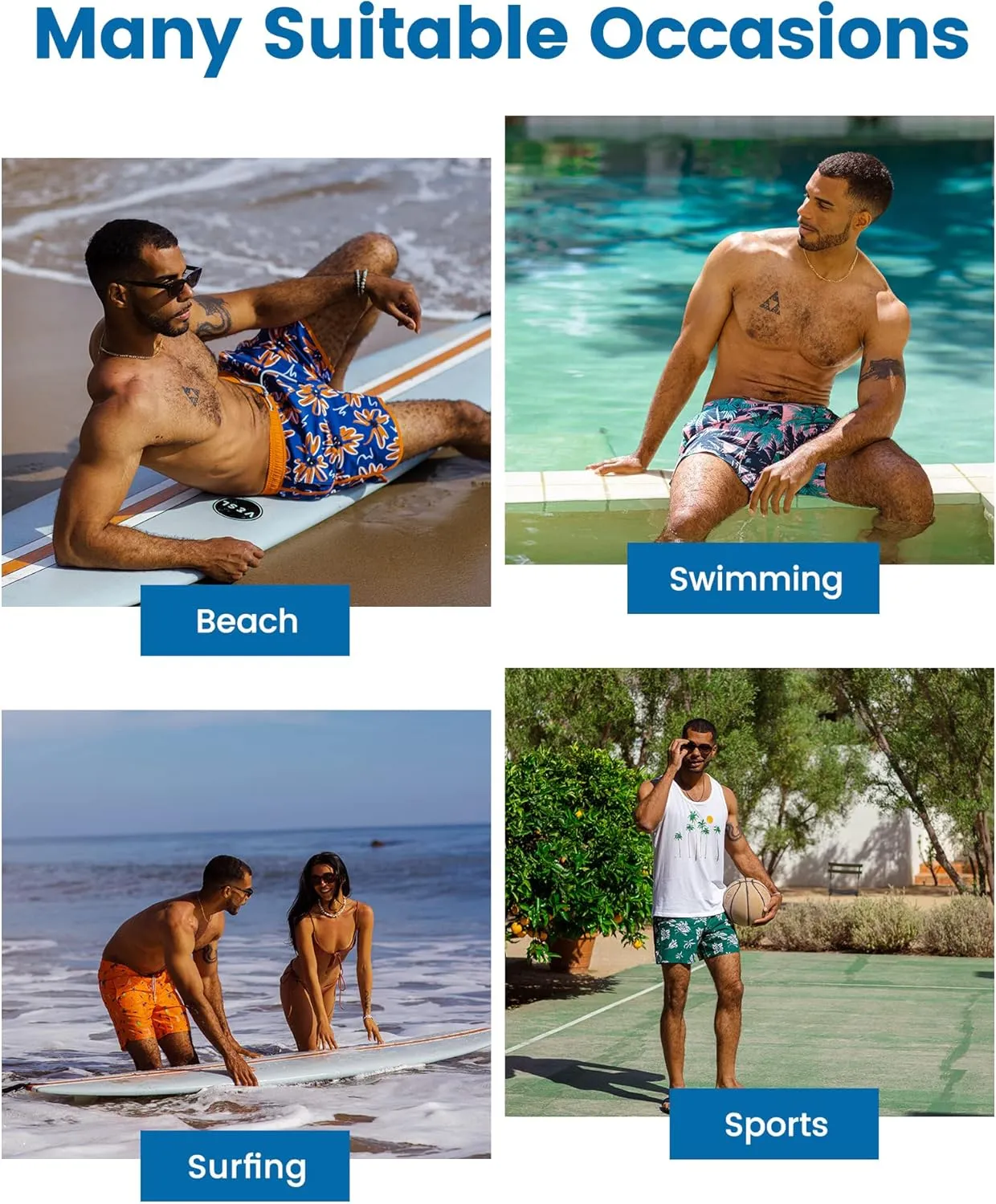 maamgic 5inch Mens Swim Trunks with Compression Liner 2-in-1 Swimming Shorts Stretch Quick Dry with Zipper Pockets
