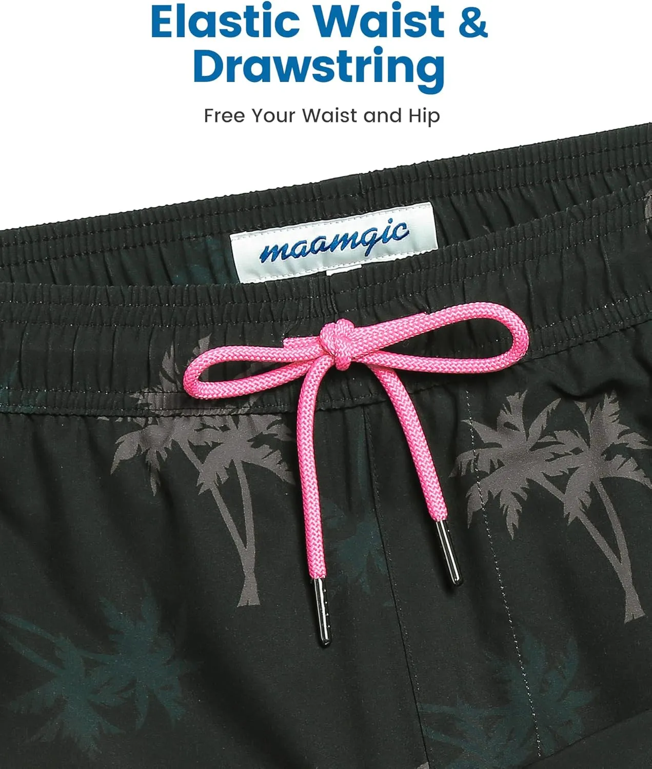 maamgic 5inch Mens Swim Trunks with Compression Liner 2-in-1 Swimming Shorts Stretch Quick Dry with Zipper Pockets