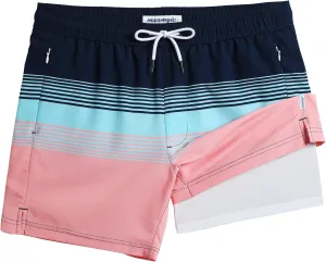 maamgic Mens Swim Trunks with Compression Liner 5" Stretch Beach Shorts Quick Dry with Zipper Pockets No-Chafing Board Shorts