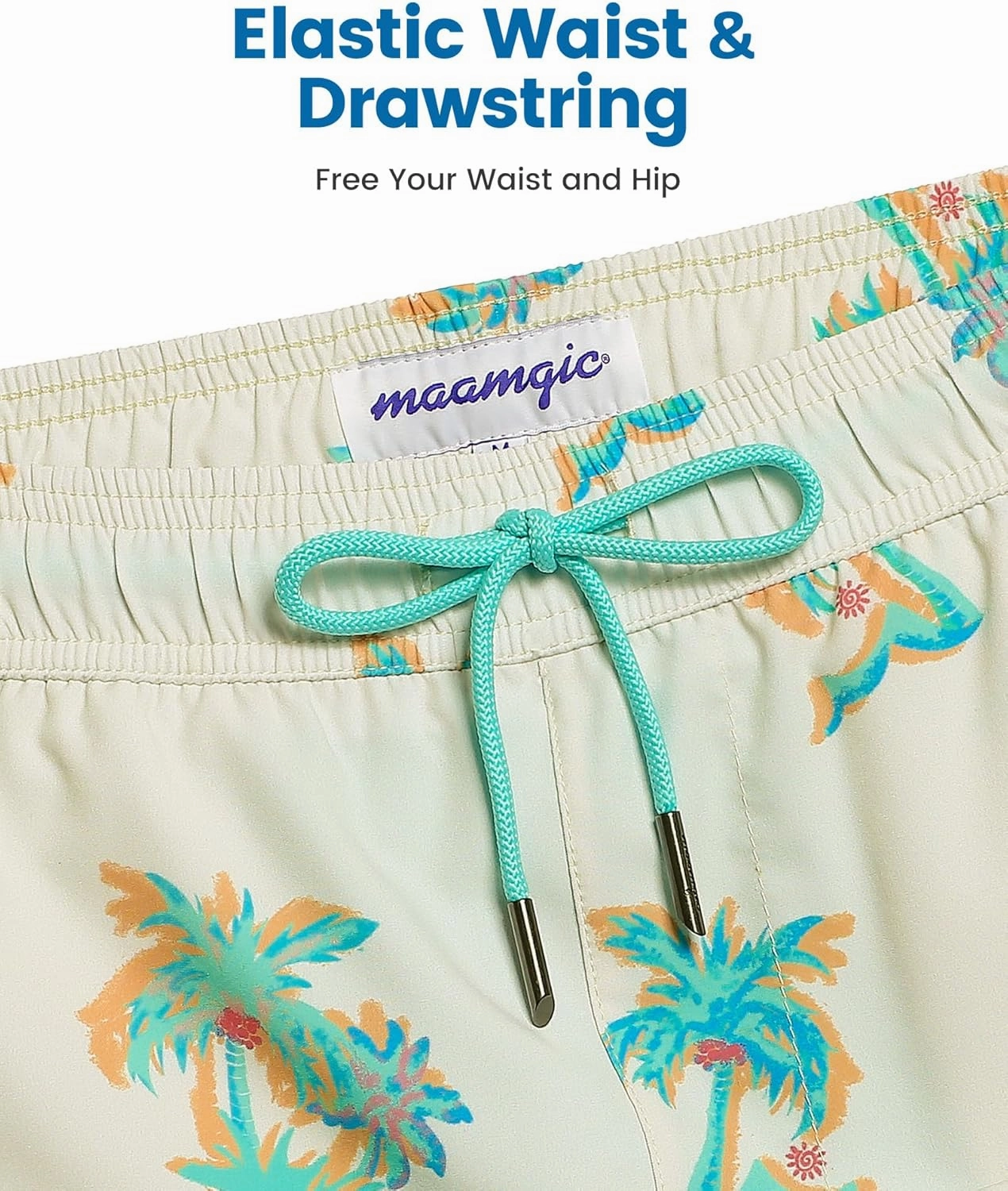 maamgic 5inch Mens Swim Trunks with Compression Liner 2-in-1 Swimming Shorts Stretch Quick Dry with Zipper Pockets