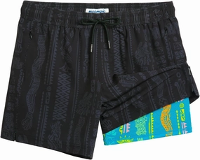 maamgic Mens Swim Trunks with Compression Liner 5" Stretch Beach Shorts Quick Dry with Zipper Pockets No-Chafing Board Shorts