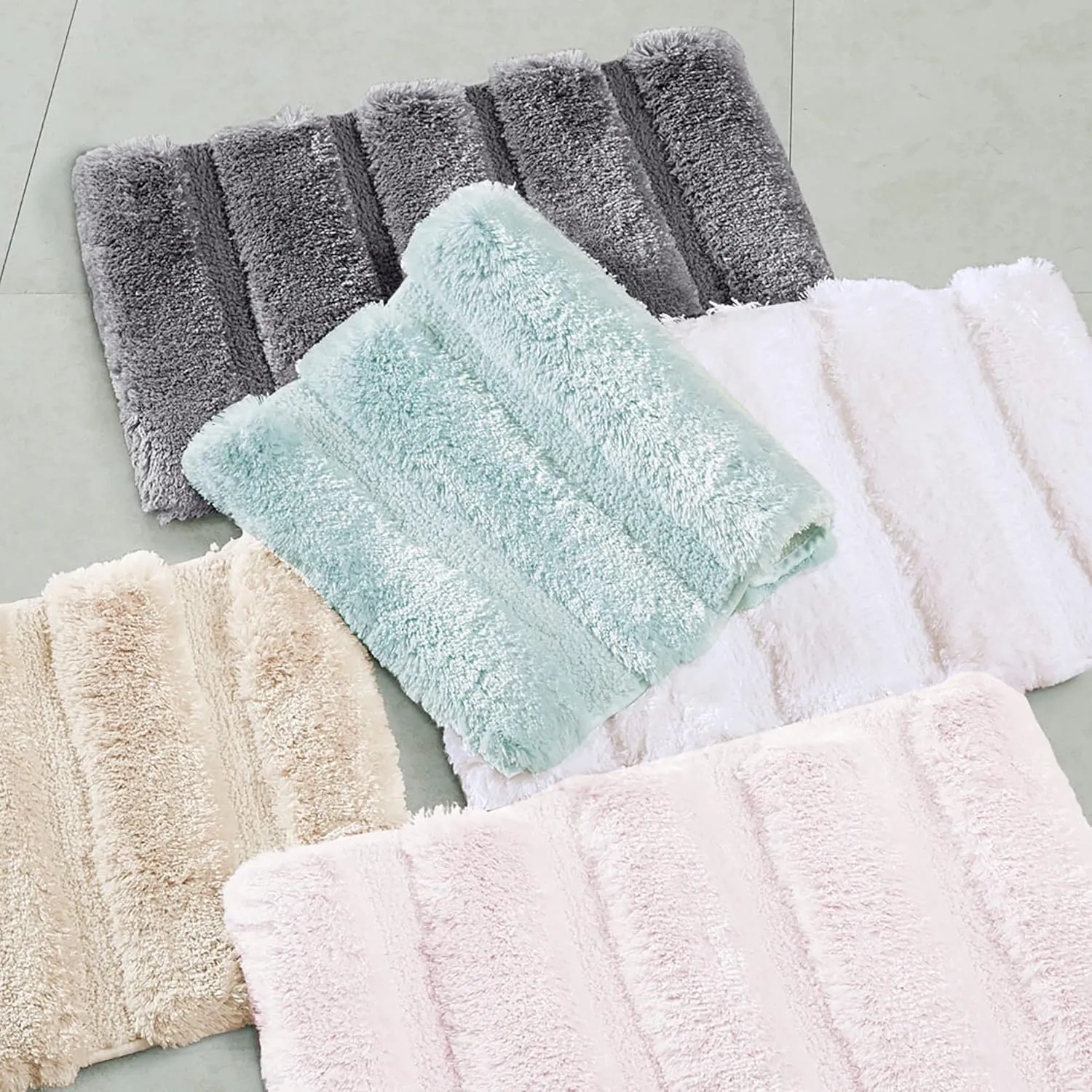 Madison Park Tufted Pearl Channel Absorbent Bathroom Rugs Non Slip Washable Bath Mat Shaggy Rugs For Bathroom Bedroom Plush Thick Soft Machine Wash Rubber Back Wheat 17x24" 1 piece