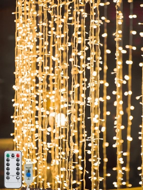 MAGGIFT 200 Led Hanging Curtain String Lights Outdoor Waterproof, 6.5 x 9.8 ft USB Fairy Curtain Lights.8 Modes Plug in Fairy String Light with Remote Control