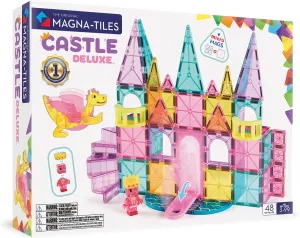 MAGNA-TILES Castle DLX 48-Piece Magnetic Construction Set, The Original Magnetic Building Brand