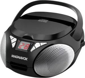 Magnavox MD6924 Portable Top Loading CD Boombox with AM/FM Stereo Radio in Black | CD-R/CD-RW Compatible | LED Display | AUX Input | Programmable CD Player | 1.6 watts of audio
