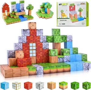 Magnetic Blocks – Build Mine Magnet World Set, STEM Montessori Sensory Toys for Boys & Girls Age 3-8, Educational Construction Cubes for Toddlers, Gifts for Kids 3  Years Old