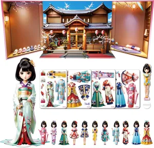 Magnetic Dress Up Dolls for Girls - Princess Magnet Paper Dolls Book with 3D City Buildings - Travel Car Trip Quiet Book Game Toys Easter Birthday Gifts for Kids Toddlers Ages 3 4 5 6 7(Style C)